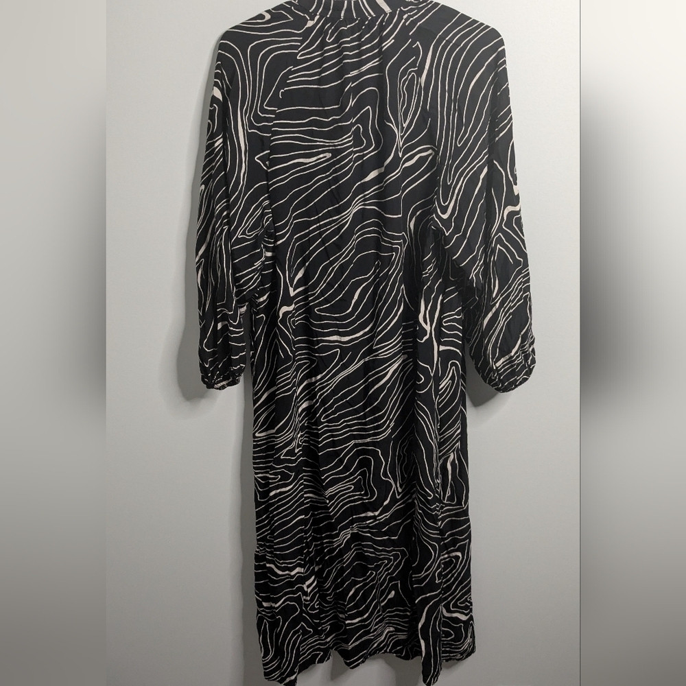 ZARA Black and white printed midi dress - size M - Picture 7 of 8